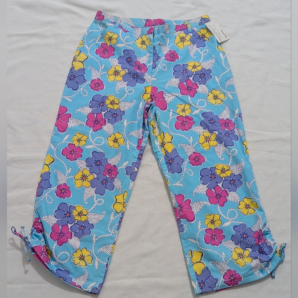 NWT: Lilly Pulitzer Floral Print Blue Pants